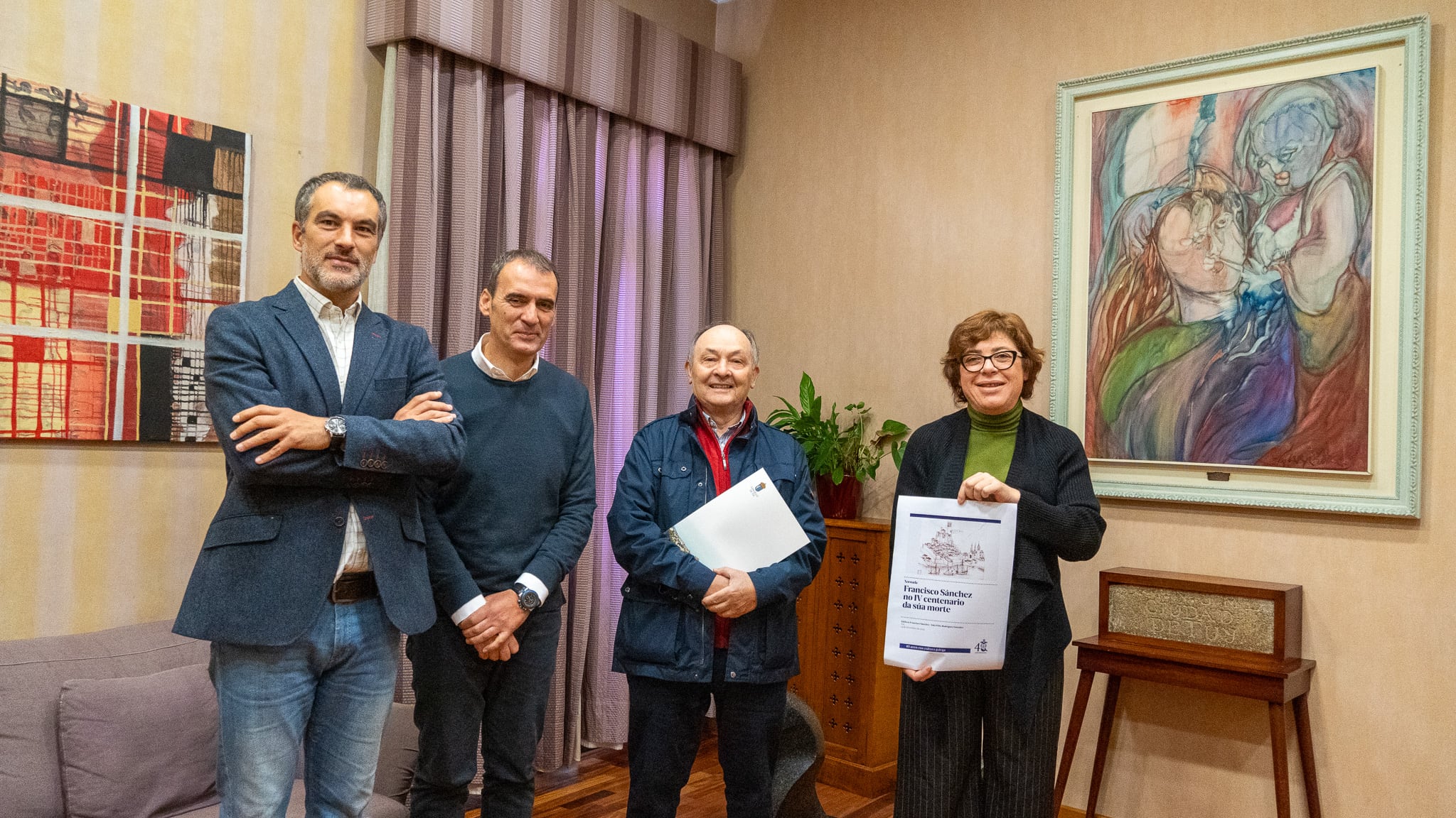 Luis Martínez, director do coro Vox Stellae; Enrique Cabaleiro, alcalde de Tui; SilvestreGómez Xurxo, secretario do Consello da Cultura Galega, e Sonsoles Vicente, concelleira de Cultura