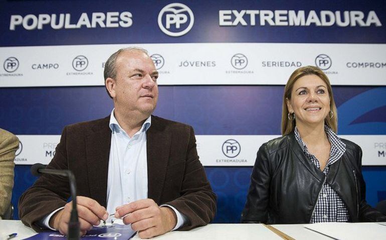 Monago y Cospedal durante la interparlamentaria del PP 