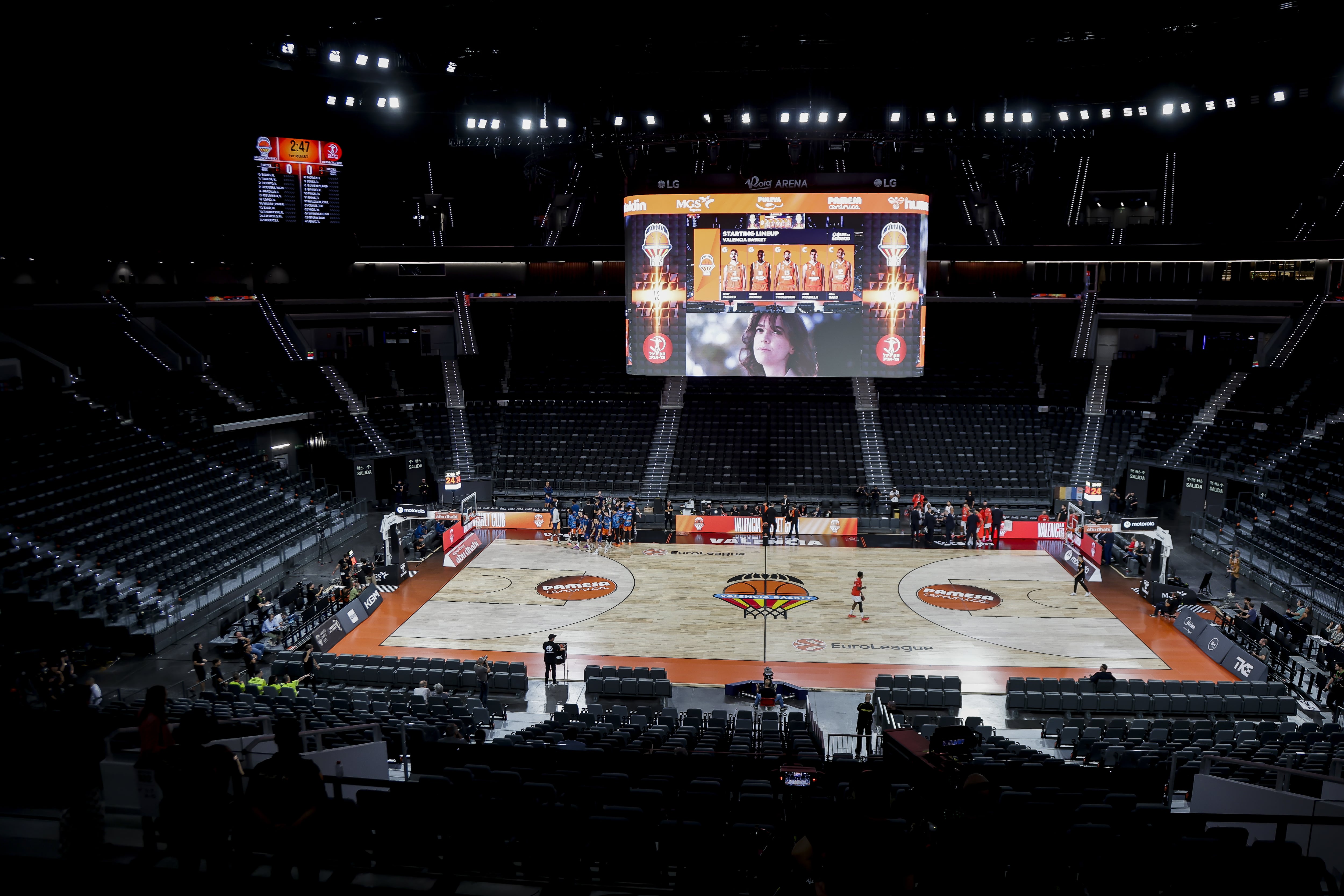 VALENCIA, SPAIN - OCTOBER 15: A view of empty Roig Arena during Turkish Airlines EuroLeague basketball match between Valencia Basket and Hapoel Tel Aviv in Valencia, Spain on October 15, 2025. (Photo by Jose Miguel Fernandez/Anadolu via Getty Images)