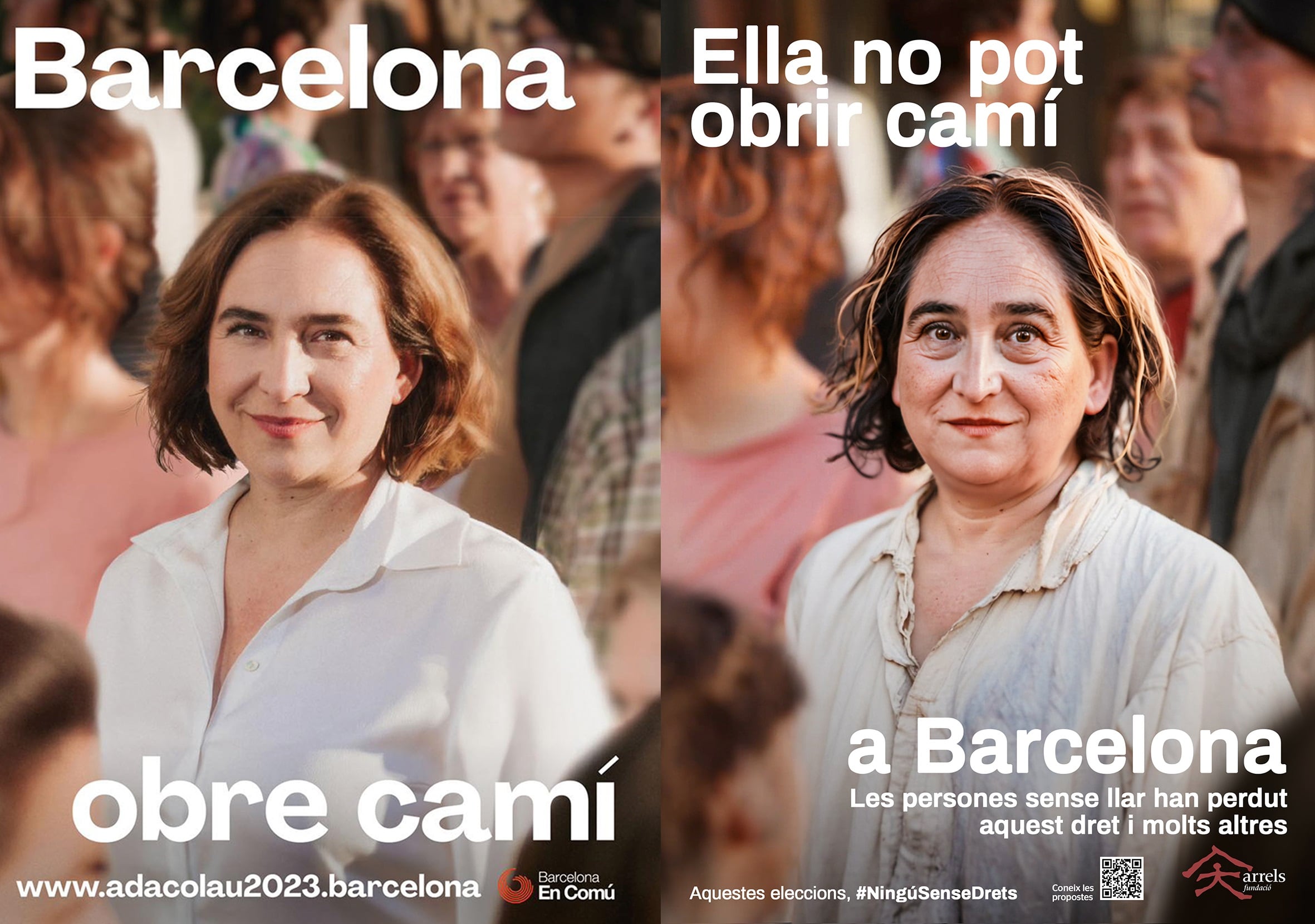 Arrels transforma el cartell electoral d&#039;Ada Colau, en el d&#039;una candidata sense llar