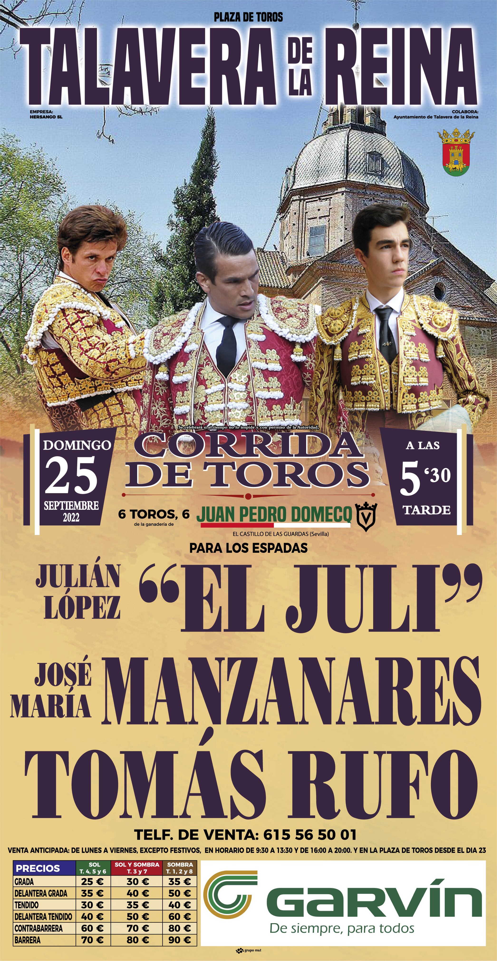 El 25 de septiembe vuelven los toros a Talavera