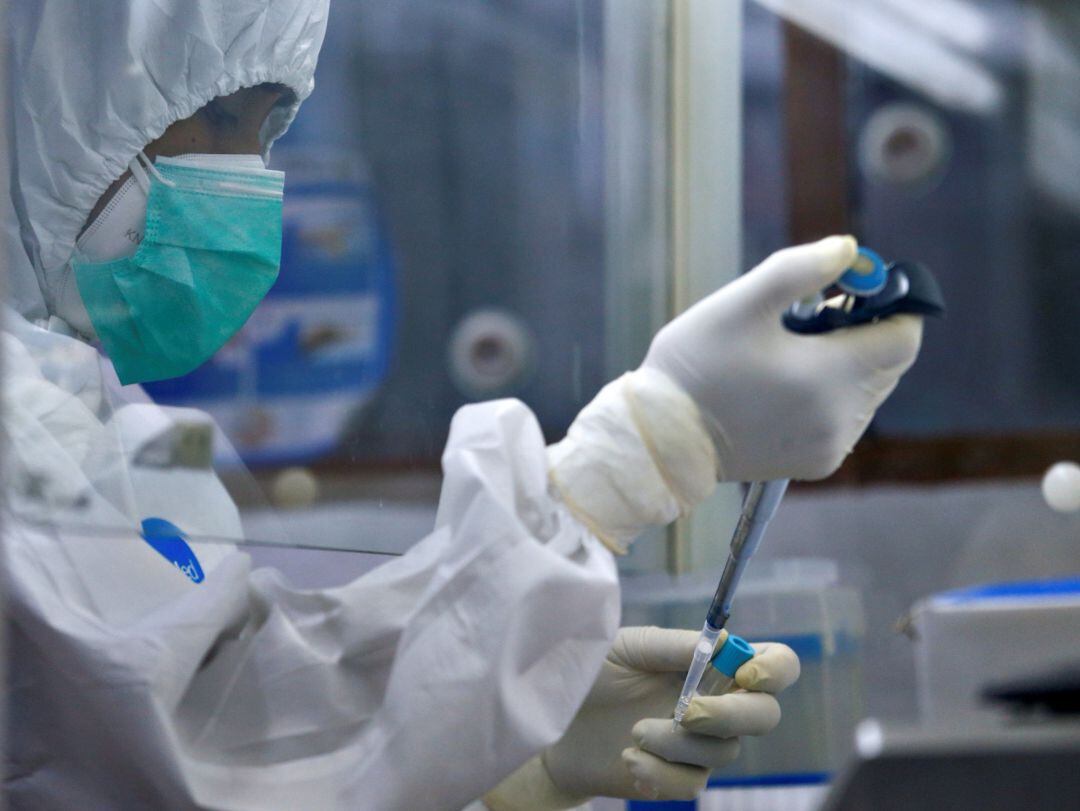 Sanitario procesando una prueba PCR