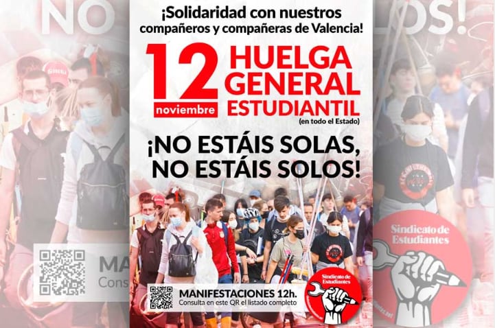 Cartel huelga general Sindicato Estudiantes 12N