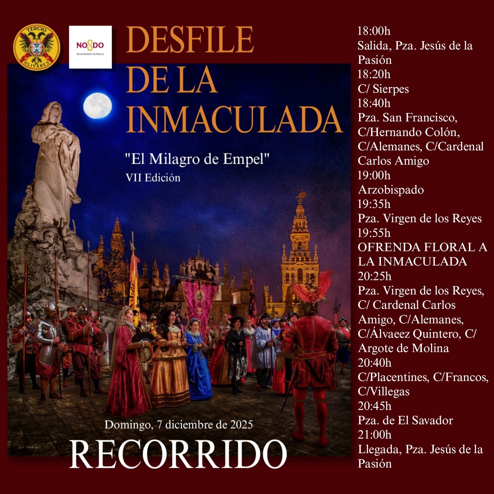 Horario e itinerario del desfile del Tercio de Olivares este domingo en la capital hispalense