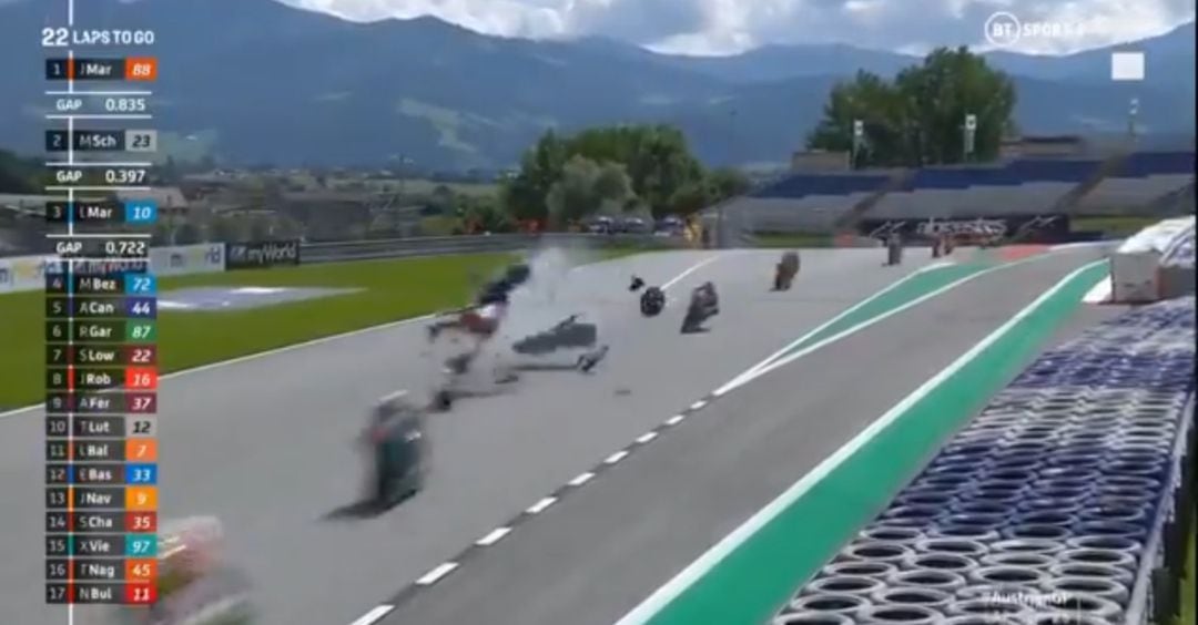 Momento del impacto en el GP de Austria.