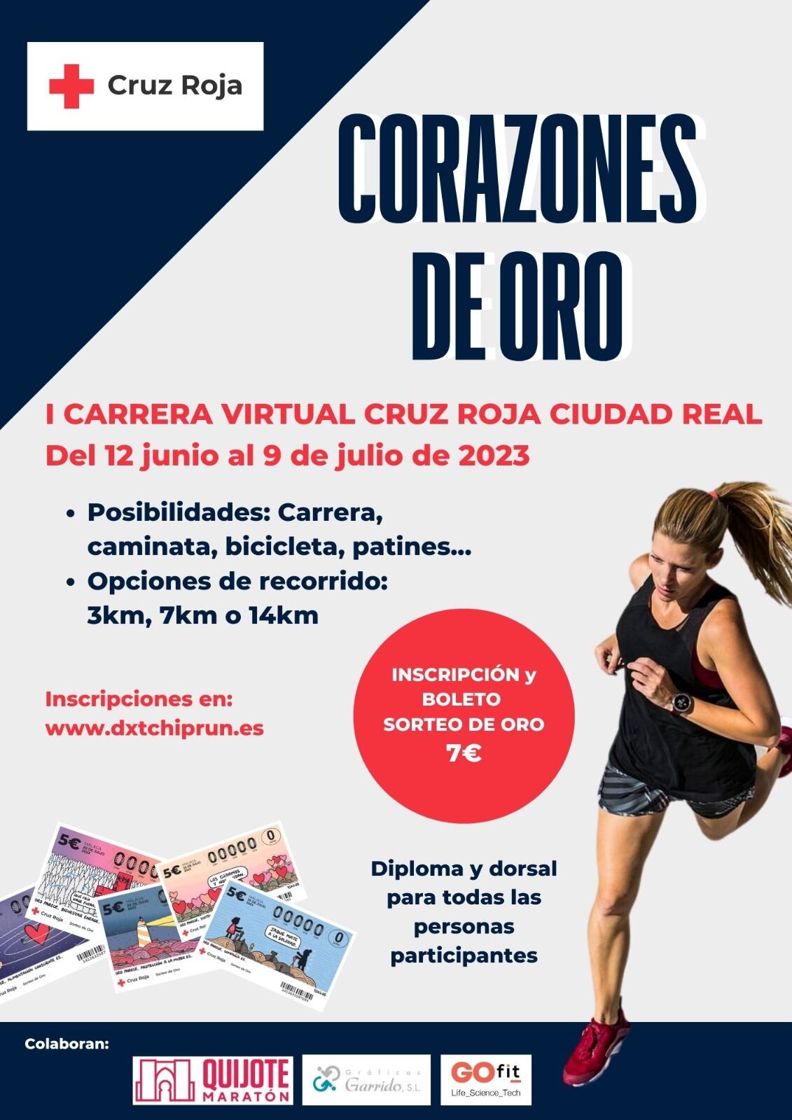 Cartel I Carrera Virtual &#039;Corazones de Oro&#039;, organizada por Cruz Roja