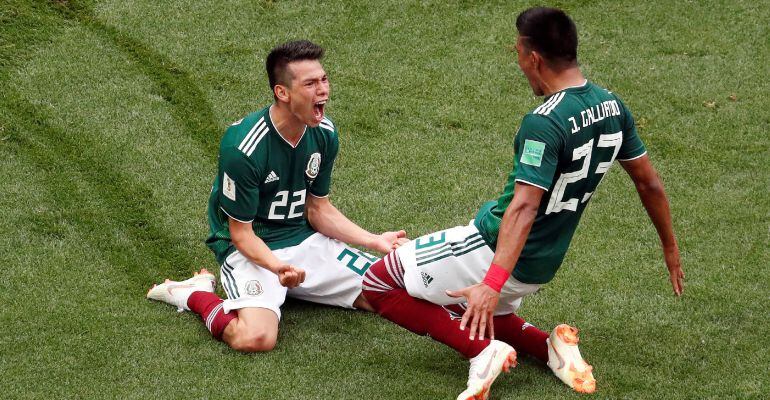 Hirving Lozano celebra su gol ante Alemania