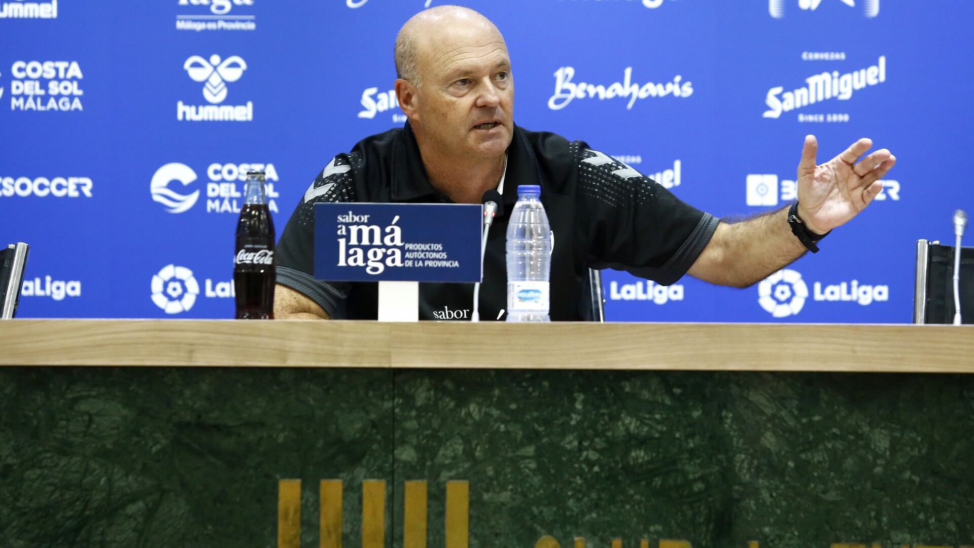 Pepe Mel, en la sala de prensa de La Rosaleda