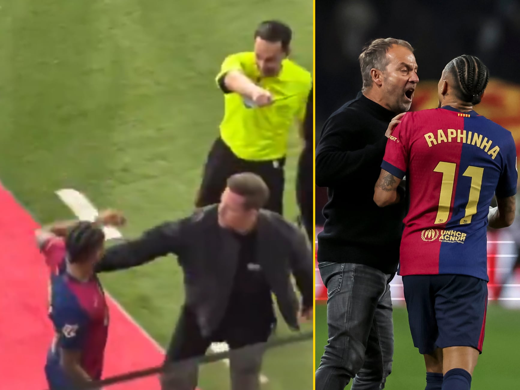 Raphinha se encaró con los árbitros al final del Barça - Betis