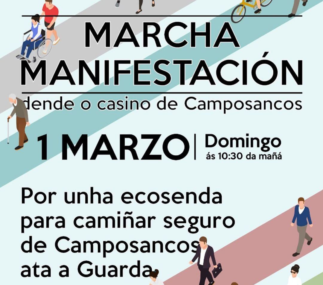 Cartel de la marcha-manifestación convocada por la Entidad Local Menor de Camposancos.