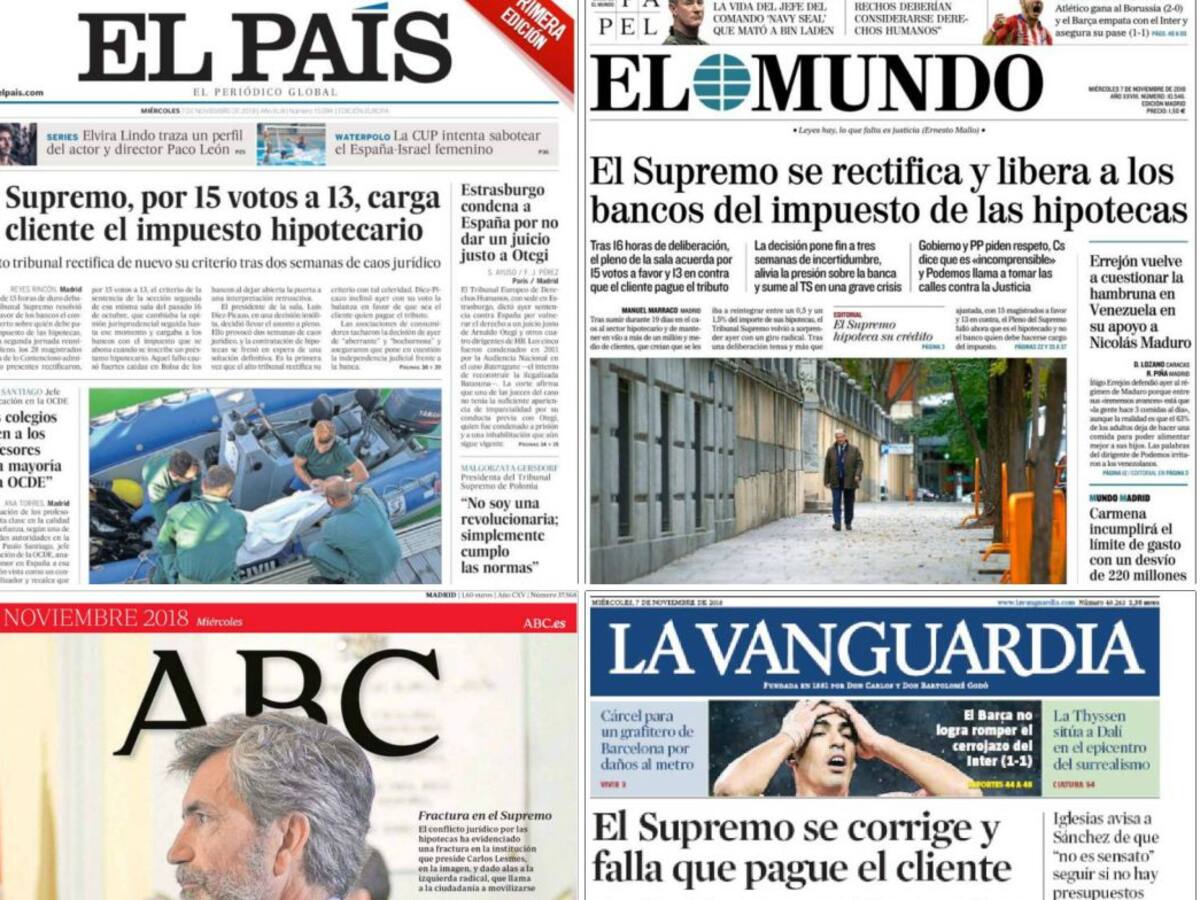 La rectificación del Tribunal Supremo sobre el impuesto hipotecario indigna a la prensa
