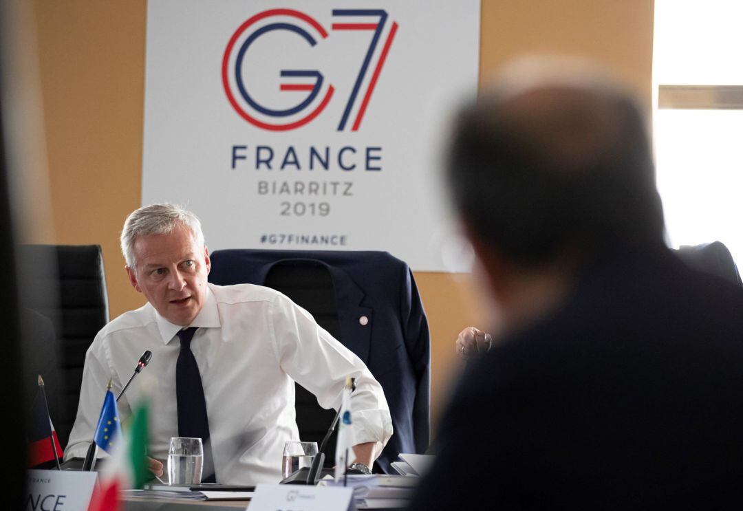 El ministro francés de finanzas, Bruno Le Maire, durante una de las reuniones del G7 Finance, que se celebra en Chantilly.