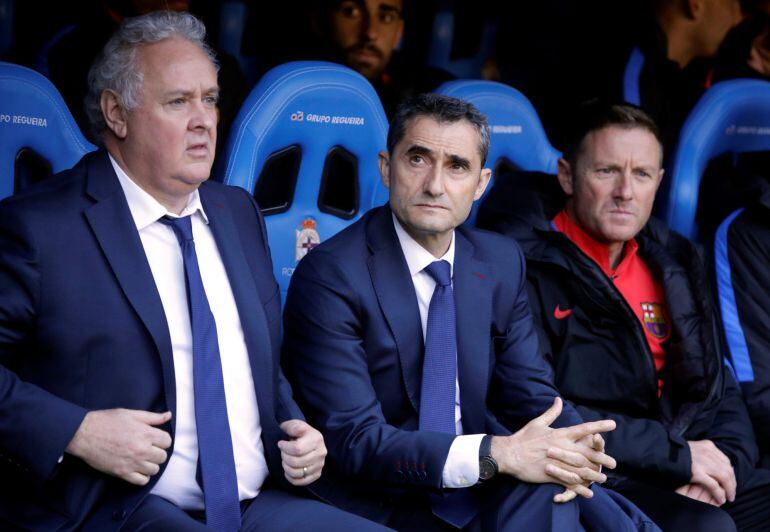 Valverde, en el banquillo de Riazor el pasado domingo