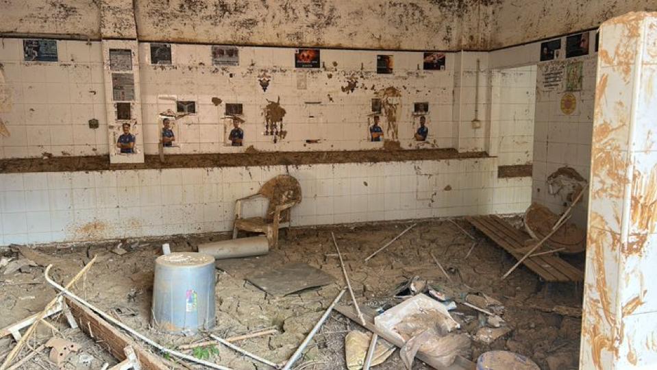 Vestuarios del campo del Palleter después de la DANA de octubre de 2024