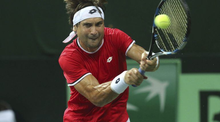 David Ferrer, en su duelo de la Copa Davis ante Saketh Myneni.