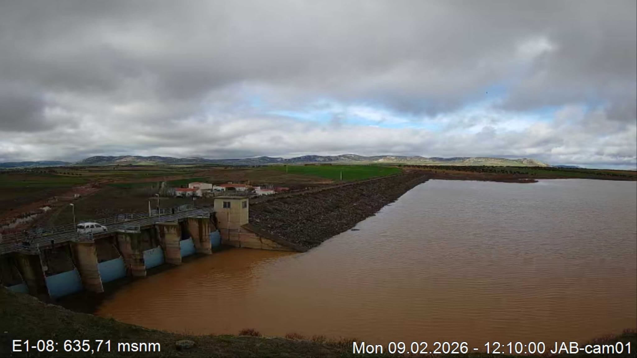 Embalse del Vega de Jabalón que ha recogido 15 hm3 durante el temporal tras varios años bajo mínimos