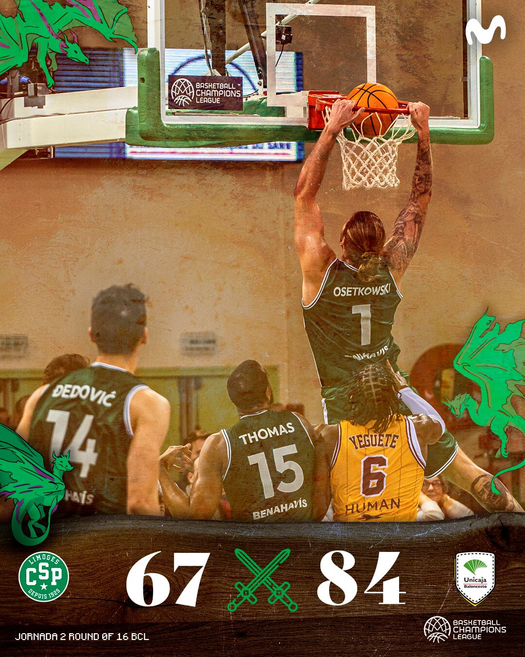 El Unicaja venció al Limoges a domicilio en el segund partido del Top 16 de la BCL