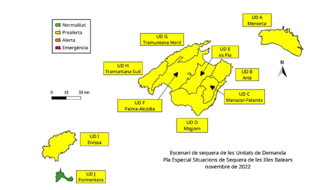 Mapa de recursos hídricos en las islas