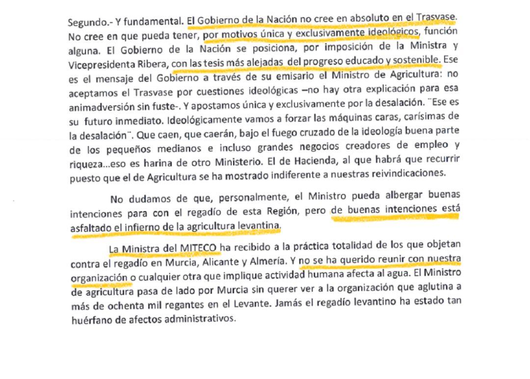 Carta del SCRATS al ministro Planas