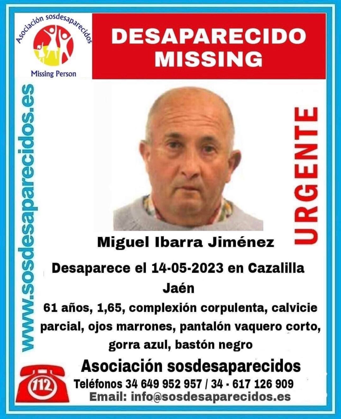 Cartel difundido por la asociación SOS Desaparecidos a través de redes sociales.