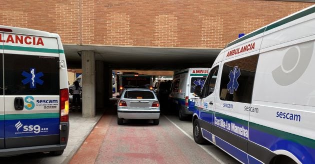 Ambulancias en el Hospital de Guadalajara