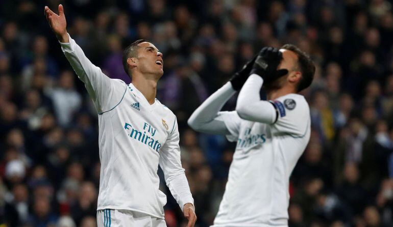 Cristano Ronaldo y Borja Mayoral se lamentan tras un error