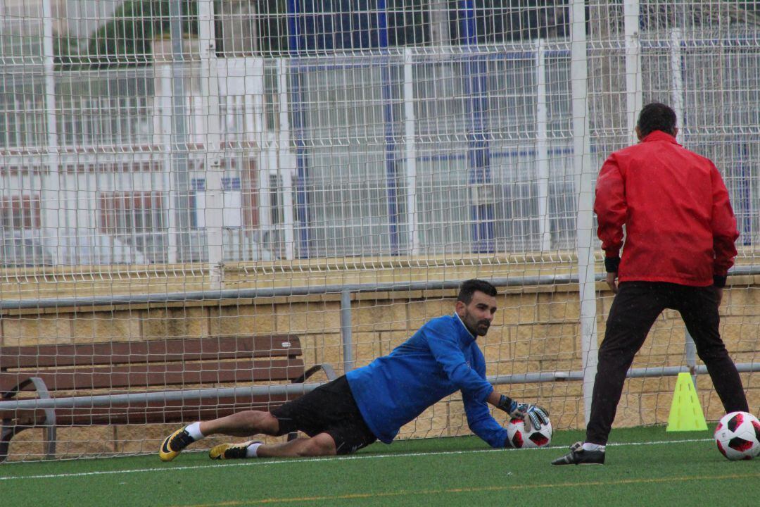 José Manuel Camacho durante un entrenamiento con José Luís González