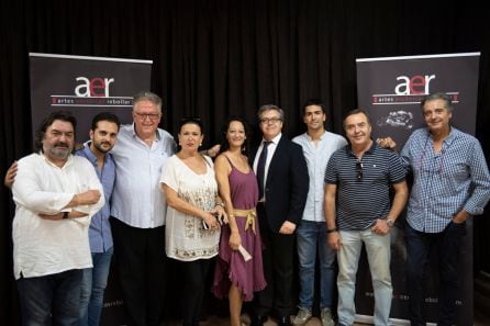 Desde la izquierda Ricardo Miño, Armando Mateos, Eduardo Rebollar, Pepa Montes, Ildefonso Vergara,Luis Ibarra, Manolo Franco y José Luis Rodríguez Ojeda