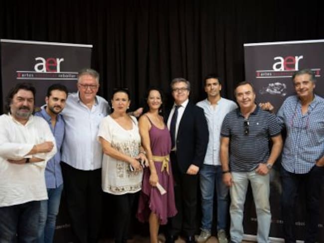 Desde la izquierda Ricardo Miño, Armando Mateos, Eduardo Rebollar, Pepa Montes, Ildefonso Vergara,Luis Ibarra, Manolo Franco y José Luis Rodríguez Ojeda