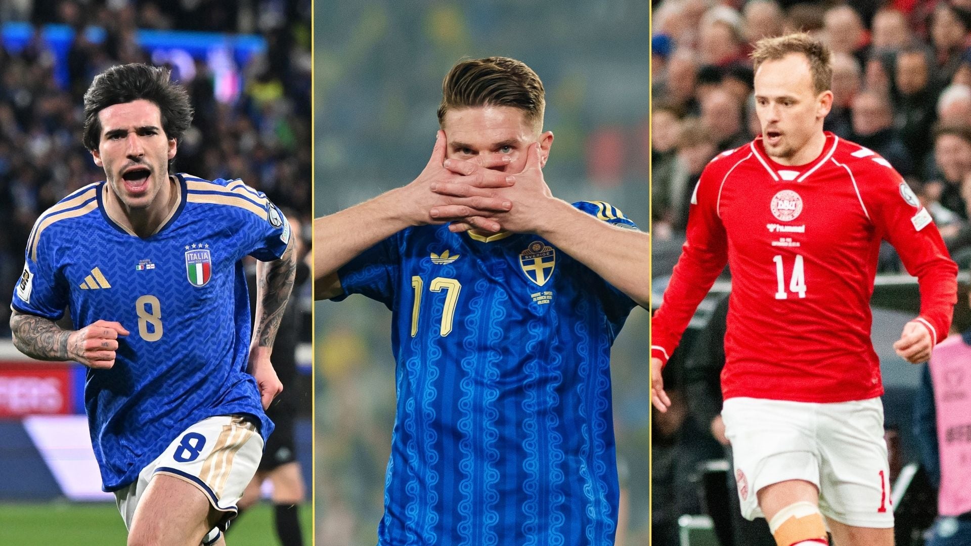 Montaje de Tonali, Gyokeres y Damsgaard