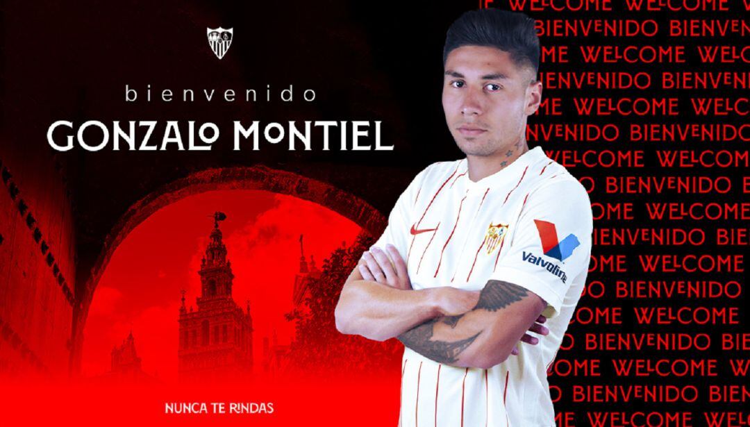 Gonzalo Montiel, nuevo futbolista del Sevilla hasta 2026.