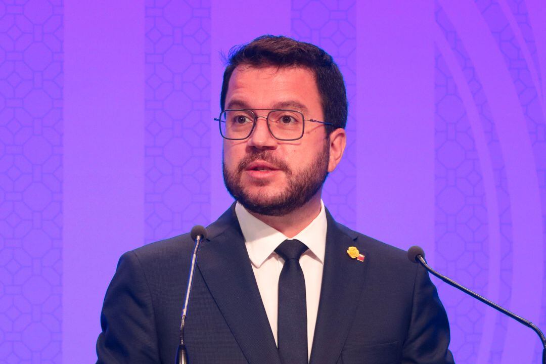 El president de la Generalitat, Pere Aragonès, en la rueda de prensa de final de curso del martes 3 de agosto