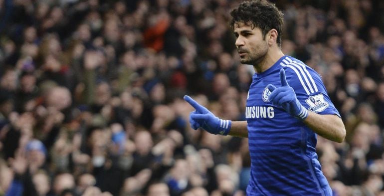 El hispano-brasileño celebra un gol con el Chelsea al West Ham en Stamford Bridge.