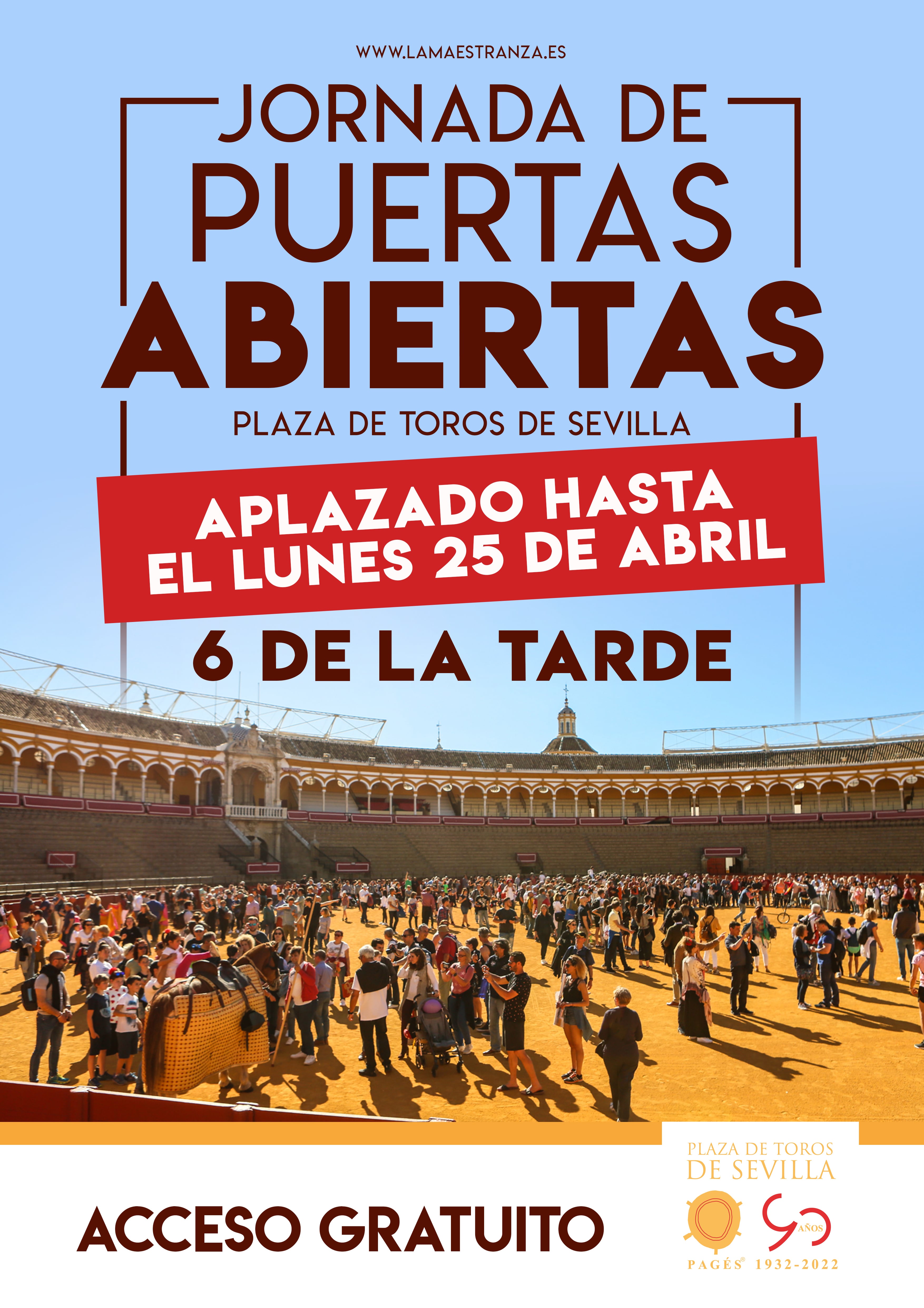 Cartel de la cita pospuesta hasta el lunes en la Real Maestranza