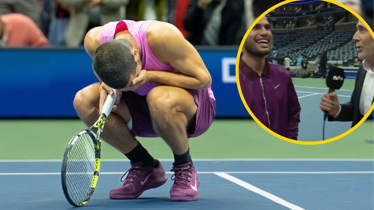 Carlos Alcaraz celebra su triunfo ante Jannik Sinner en el US Open