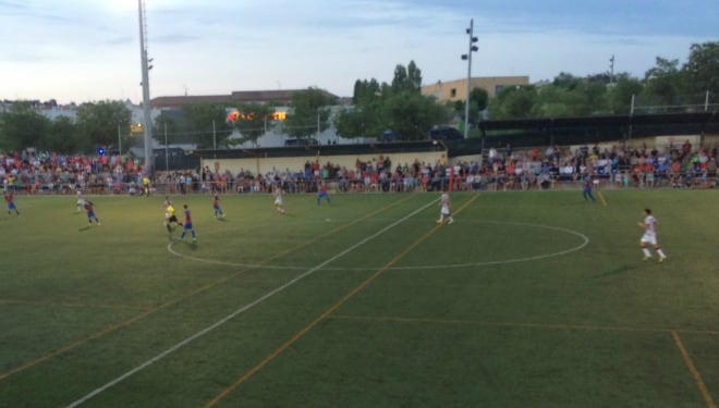 Imatge de la polèmica pròrroga del partit entre Llagostera i Nàstic