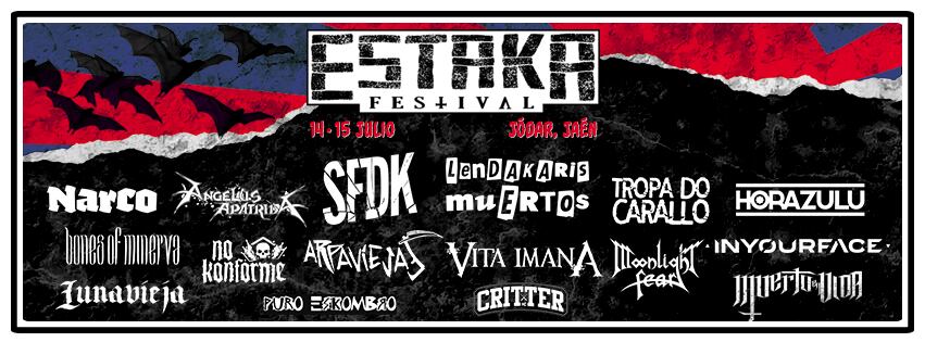 Cartel anunciador con los grupos participantes en el Estaka Rock Festival 2023