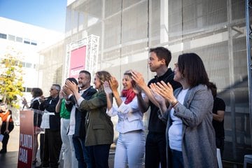 Yolanda Díaz durante su mitin en Jerez este viernes