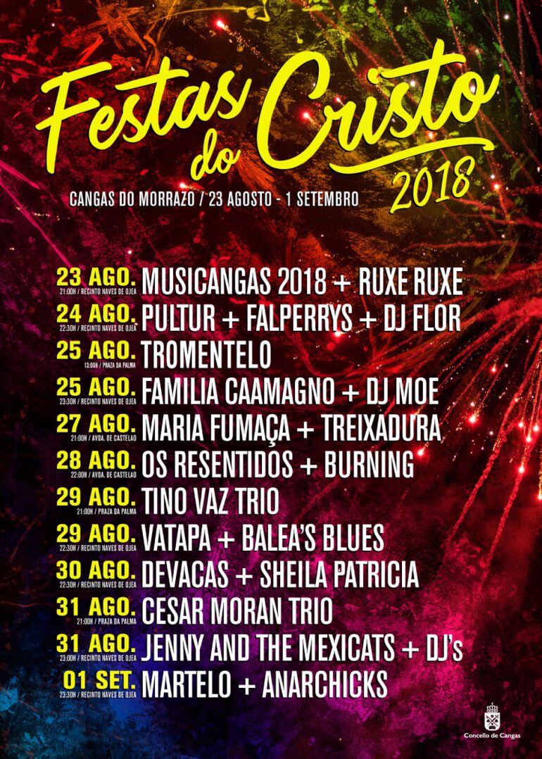 22 actuaciones en el cartel de las Festas do Cristo de Cangas