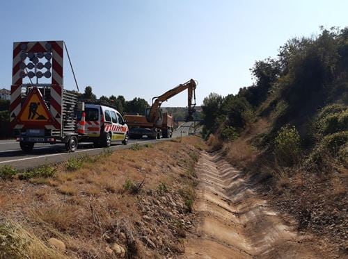 Trabajos en una de las carreteras de la provincia de Huesca