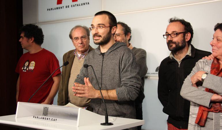Els diputats de la CUP han comparegut a la sala de premsa del Parlament