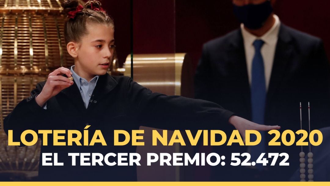 Judith García Benítez, una de las niñas de la residencia de San Ildefonso canta el tercer premio de la Lotería de Navidad