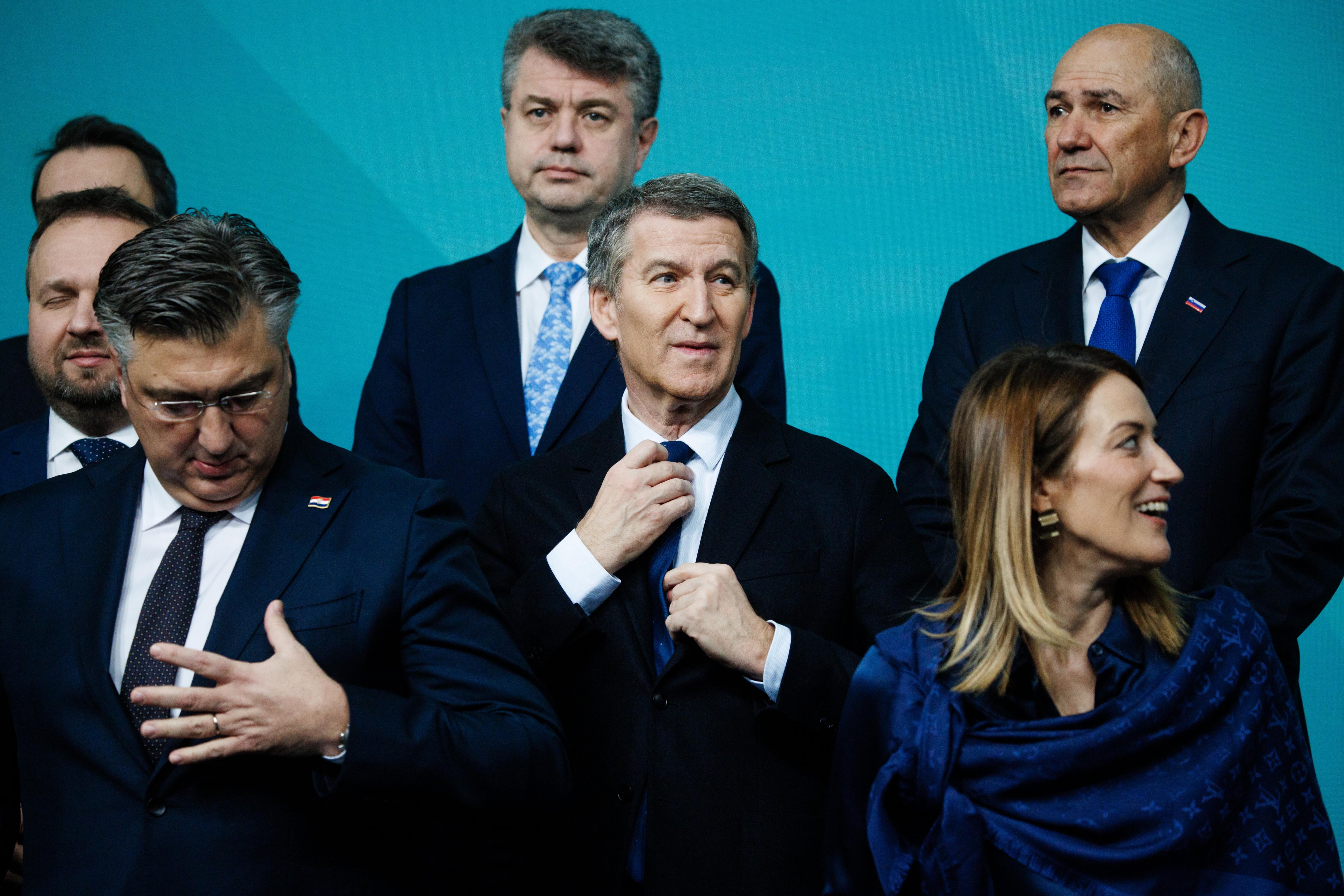 Alberto Núñez Feijóo durante una reunión del Partido Popular Europeo en Berlín este sábado.