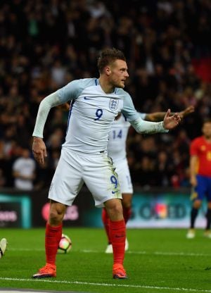 Vardy celebra el segundo gol del partido.