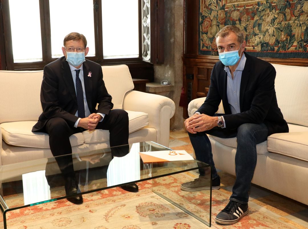 Foto de la anterior reunión entre el president de la GVA, Ximo Puig, y el diputado por Ciudadanos, Toni Cantó