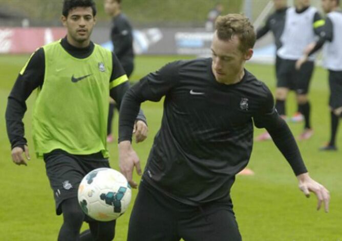 David Zurutuza, durante un momento del entrenamiento matinal en Zubieta.