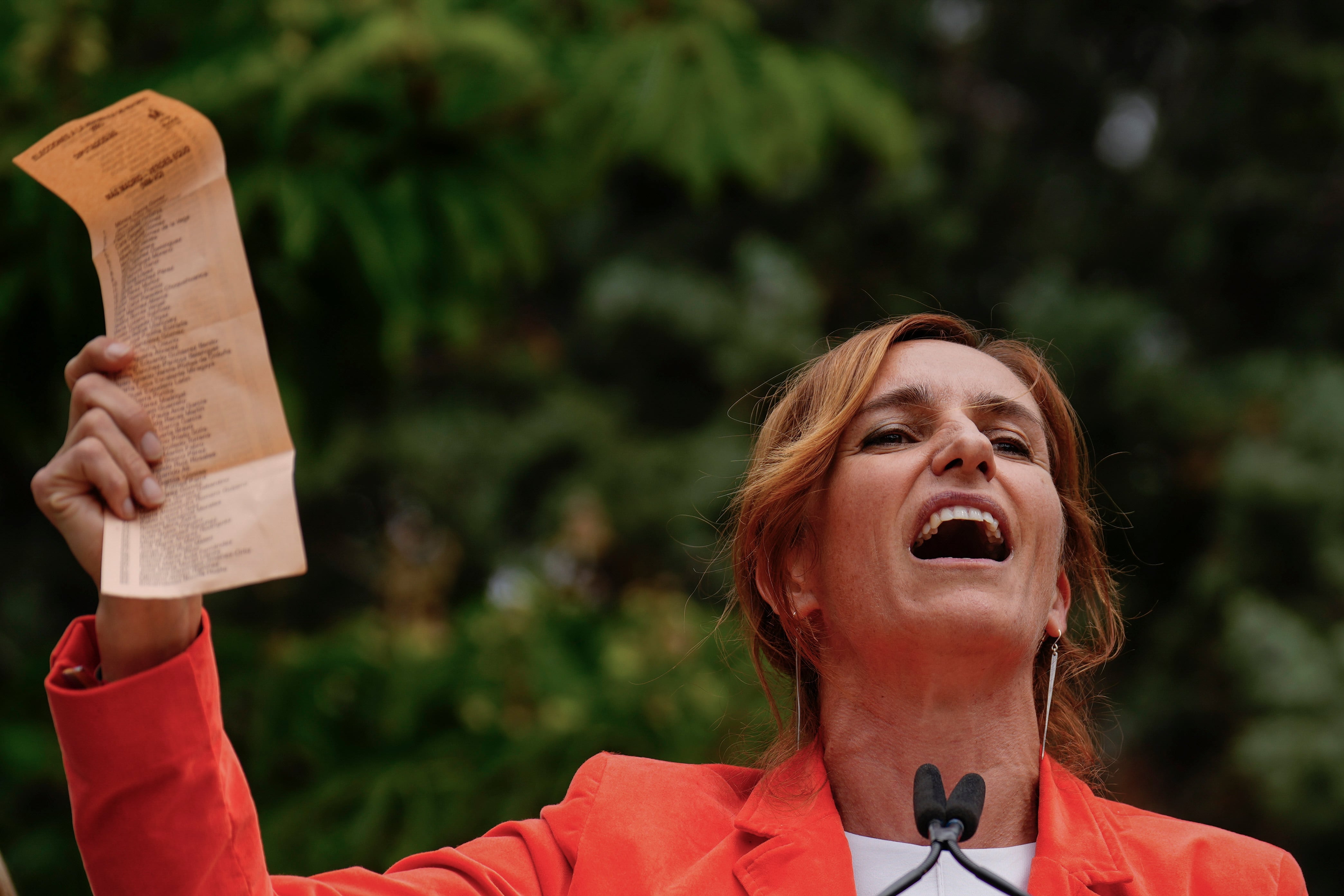 La candidata de Más Madrid a la presidencia de la Comunidad de Madrid, Mónica García, durante un acto electoral.