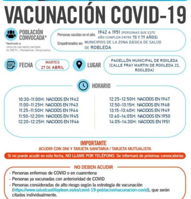 Información de la vacunación en Robleda