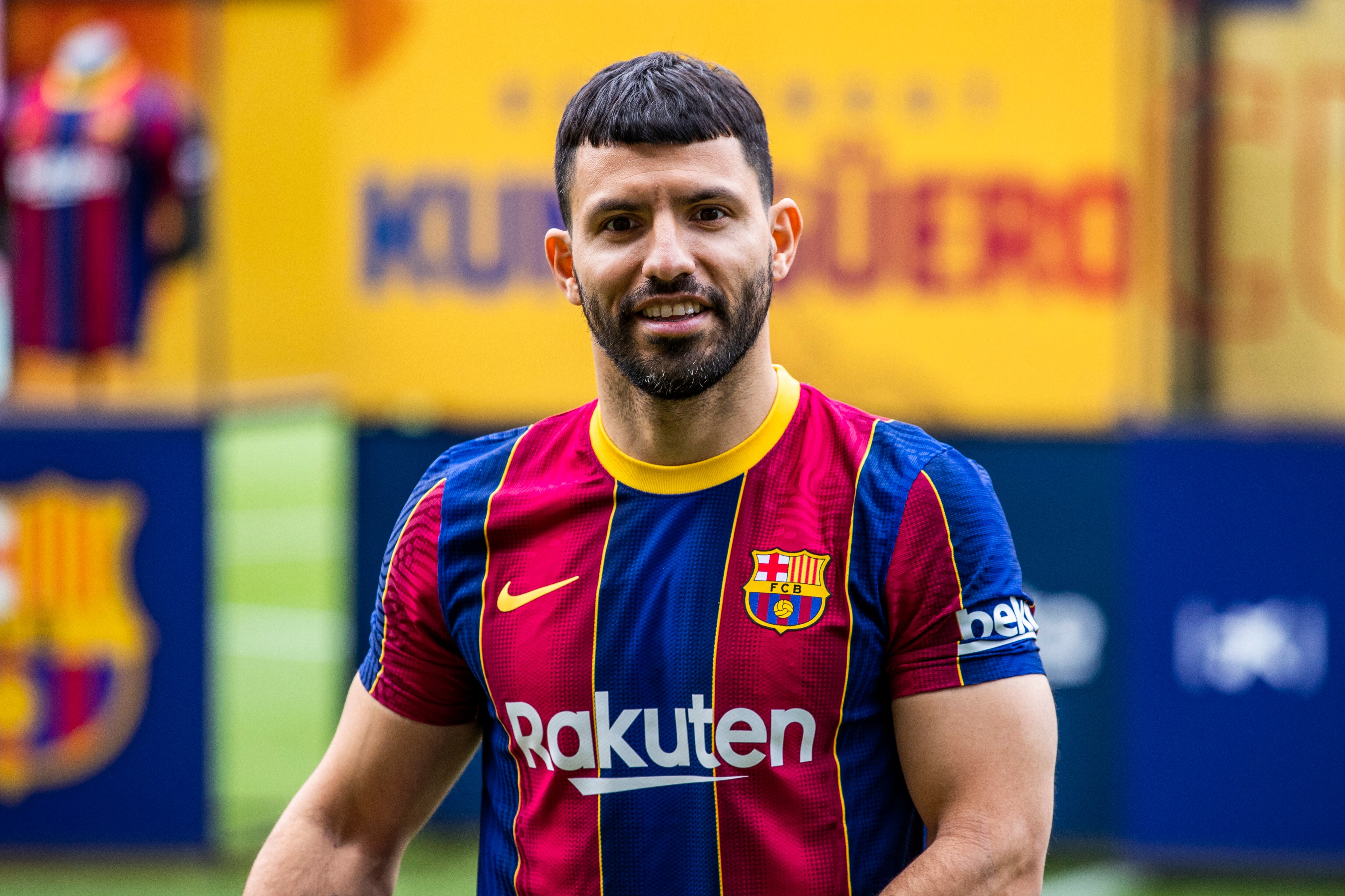 Agüero, durante su presentación con el FC Barcelona