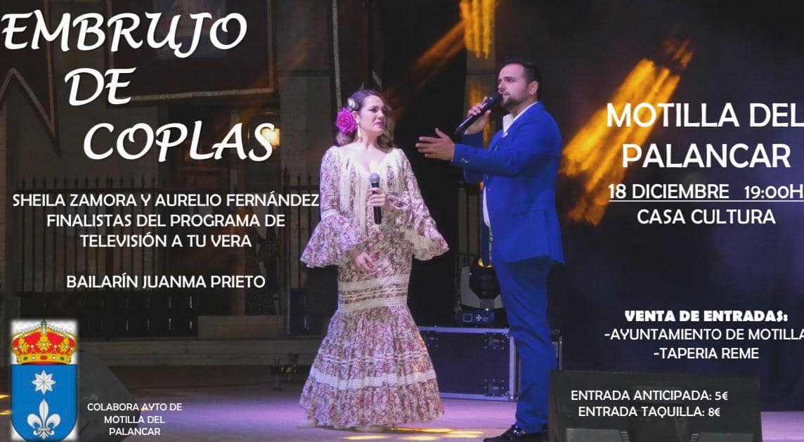 Embrujo de Coplas con Sheila Zamora y Aurelio Fernández el domingo en Motilla